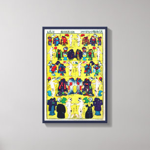 Paper doll's cat, Utagawa Yoshifuji, Ukiyo-e Canvas Print