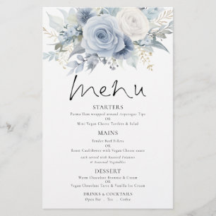PAPER   Dusty Blue Florals Wedding Menu