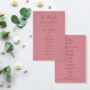 PAPER Elegant Text Dusty Rose Wedding Program