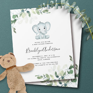 PAPER Elephant Eucalyptus Baby Shower Invitation