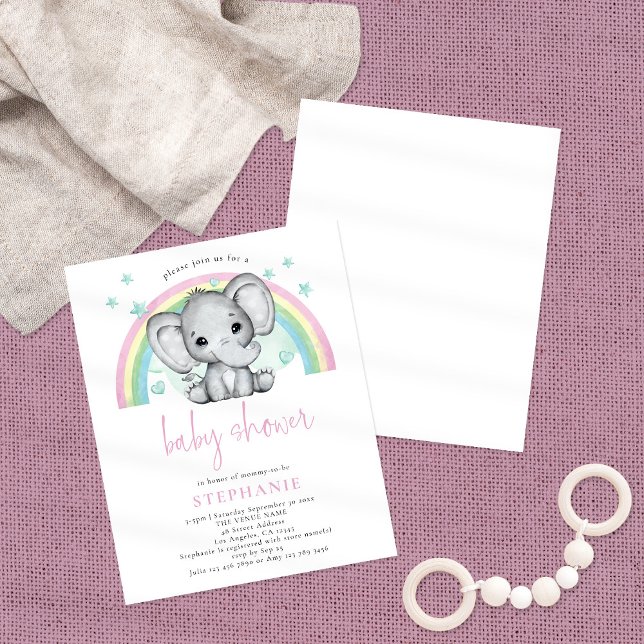 PAPER Elephant Rainbow Pink Baby Shower (Creator Uploaded)