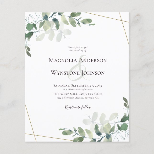 PAPER Eucalyptus Greenery Gold Wedding Invitation (Front)