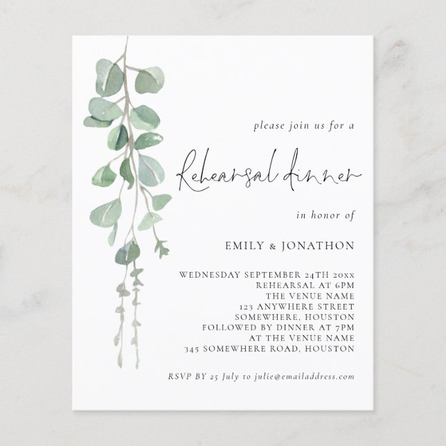 PAPER Eucalyptus Rehearsal Dinner Invitation (Front)