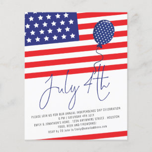 PAPER Flag Balloon 4th July BBQ Invite