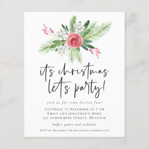 PAPER   Floral Berries Christmas Lets Party Invite