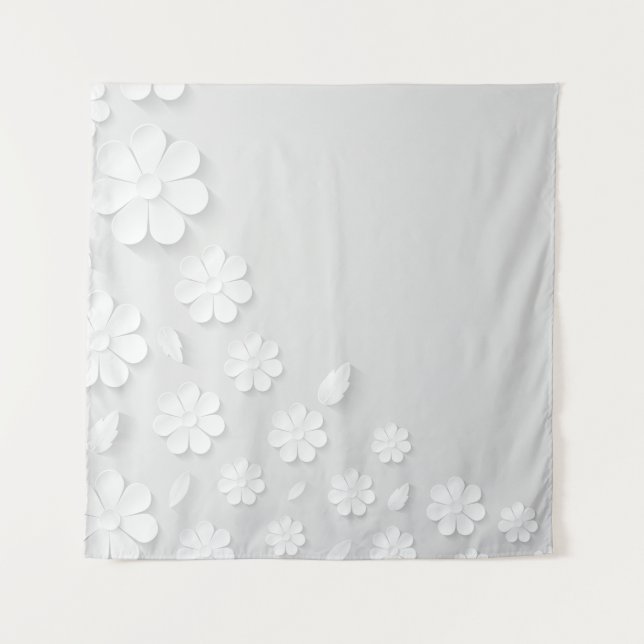 Paper flower background white tapestry (Front)