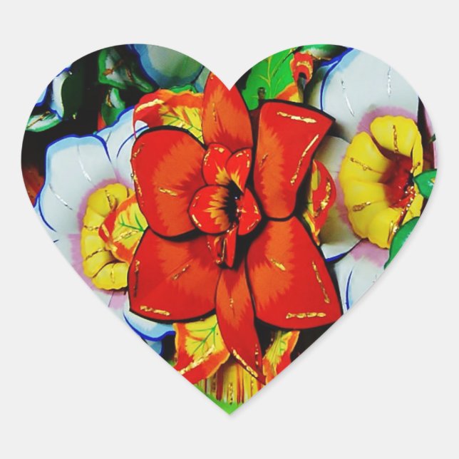 Paper Flowers Heart Shaped Stickers (Front)