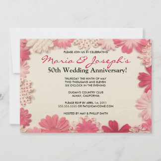 Paper Flowers Wedding Anniversary Invitation