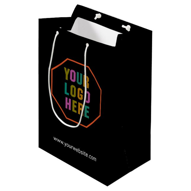 Paper gift bags with custom company logo, no minim (Front Angled)