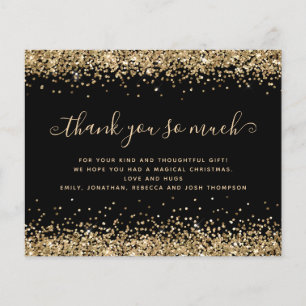 PAPER Gold Glitter Christmas Black Thank You