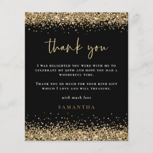 PAPER  Gold Glitter Fiftieth Black Photo Thank You