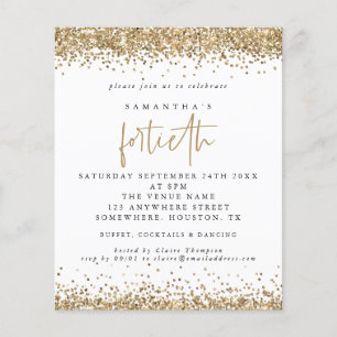PAPER Gold Glitter Fortieth Party Invitation