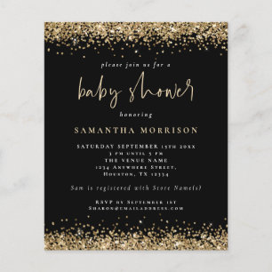 PAPER Gold Glitter Girl Boy Baby Shower Black