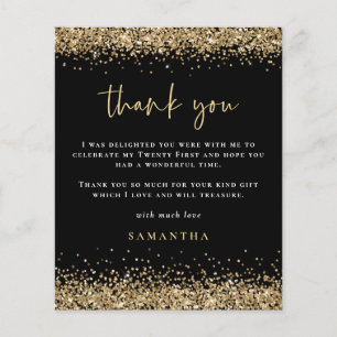 PAPER   Gold Glitter Photo 21st Black Thank You