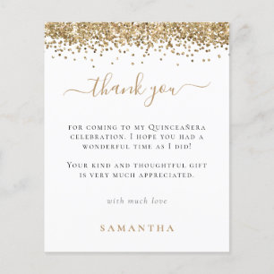 PAPER   Gold Glitter Photo Quinceanera Thank You
