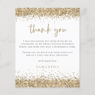 PAPER Gold Glitter Photo Sweet Sixteen Thank You