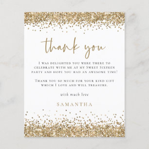PAPER Gold Glitter Sweet Sixteen Party Thank You