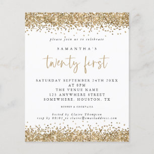 PAPER Gold Glitter Twenty First Party Invitation