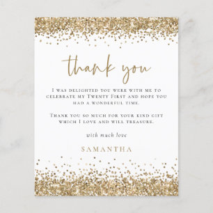PAPER   Gold Glitter Twenty First Party Thank You