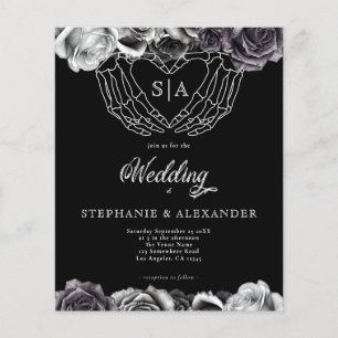 PAPER Gothic Monogram Roses Skeleton Hands Wedding