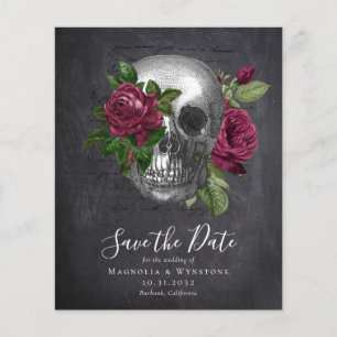 PAPER Gothic Save the Date Slate Skull Roses