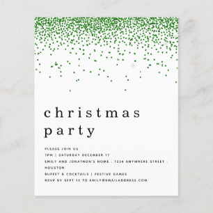PAPER   Green Glitter Christmas Party Invitation