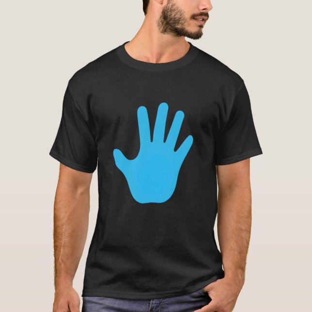 Paper Hand Blue Hand Print Funny T-Shirt (Front)