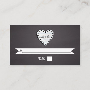 Paper heart chalkboard monogram wedding place card