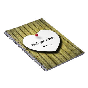 Paper Heart Handwritten Script Rustic Notebook