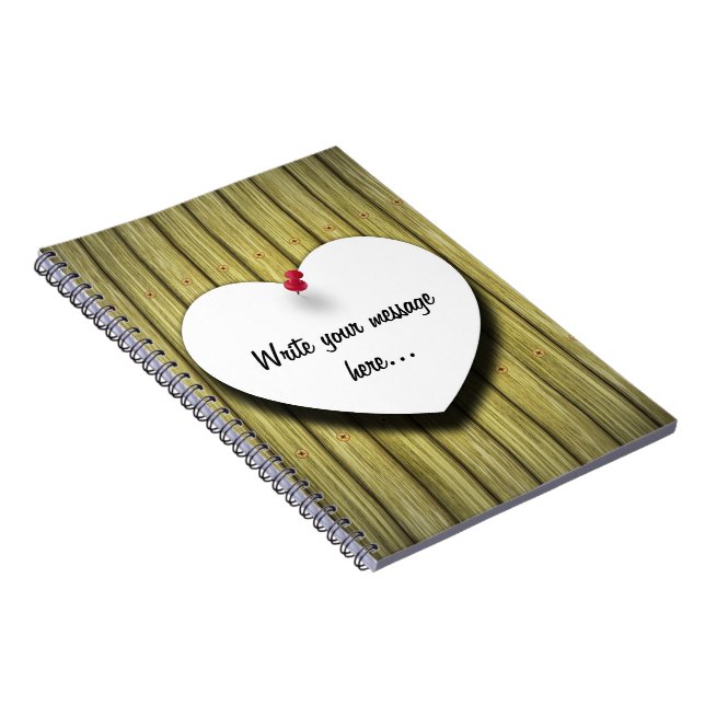 Paper Heart Handwritten Script Rustic Notebook (Right Side)
