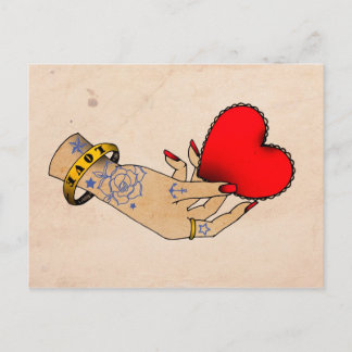 Paper heart postcard