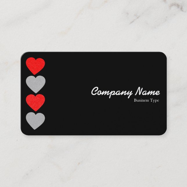 Paper Hearts 01 - White on Black (Gold) Business Card (Front)