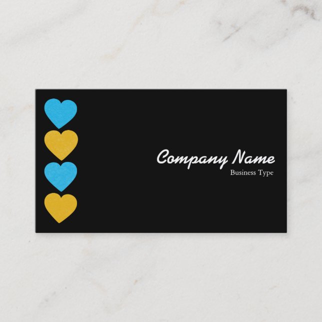 Paper Hearts 02 - Black on White Business Card (Front)