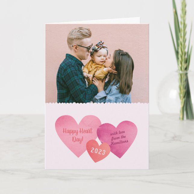 Paper Hearts Valentines Day Photo Greeting Card (Front)