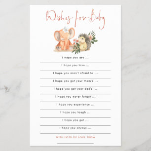 PAPER   Hedgehog Elephant Wishes for Baby Shower