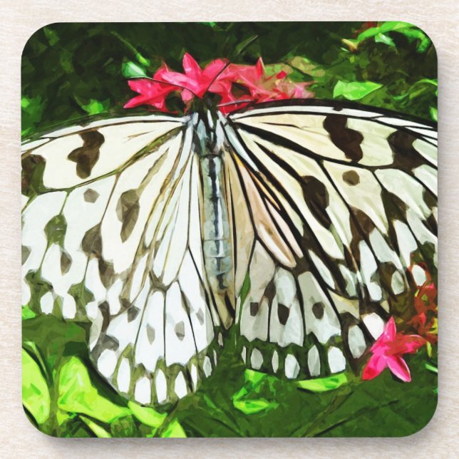 Paper Kite Butterfly Abstract Impressionism Coaster (Front)