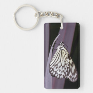 Paper Kite butterfly  on purple Key Ring