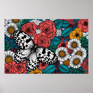 Paper kite garden poster