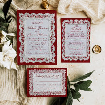 Paper Lace Burgundy Old Money Doily Photo Wedding 