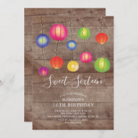 Paper Lantern Sweet Sixteen Birthday Invitation