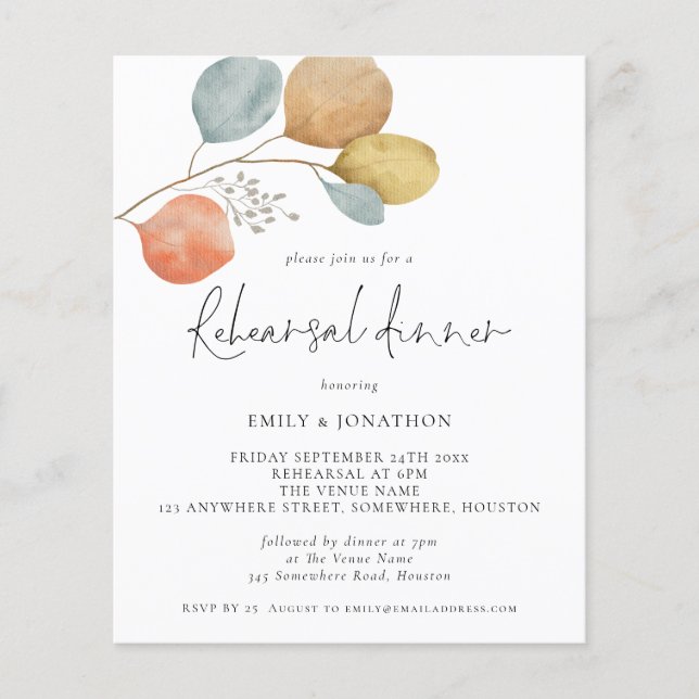 PAPER | Leaves Wedding Rehearsal Dinner Invitation (Front)