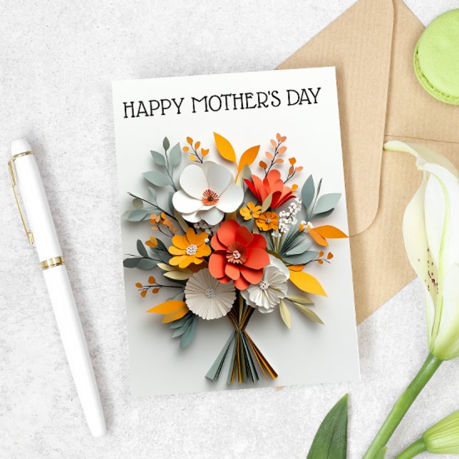 Paper Look Flower Bouquet Mother's day  Card (Creator Uploaded)