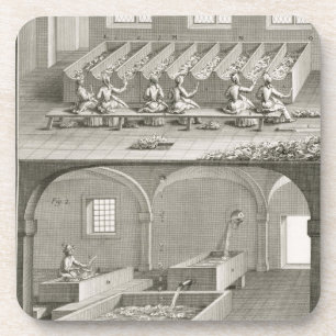 Paper making, from the 'Encyclopedie des Sciences Coaster