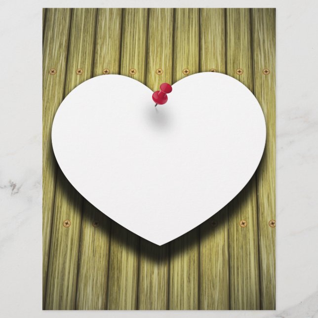 Paper Message Note Heart - Letterhead Stationery (Front)
