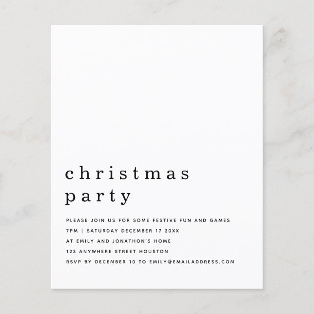 PAPER | Minimal Black White Christmas Party Invite (Front)