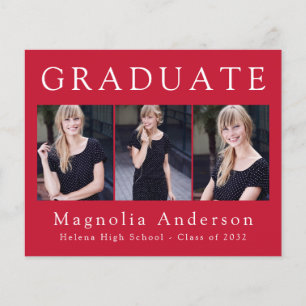 PAPER Minimalist Graduate Four Photo Announcement