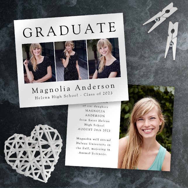 PAPER Minimalist Graduate Four Photo Announcement (Creator Uploaded)