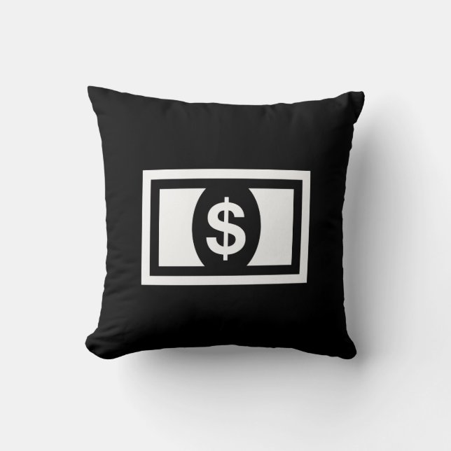 Paper Money Pictogram Throw Pillow (Front)