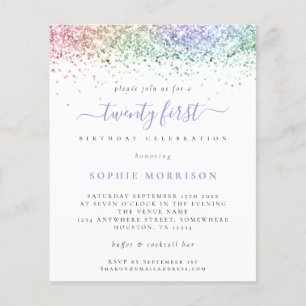 PAPER  Multicolor Glitter 21st Party Invite