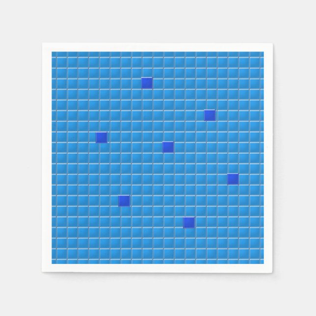 Paper Napkin - Blue Square Mosaic (Front)